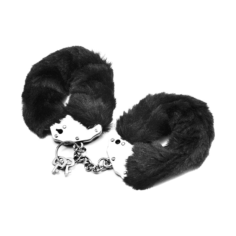 Fetish Pleasure Fluffy Hand Cuffs Black - Naughty by Nature Adult Store