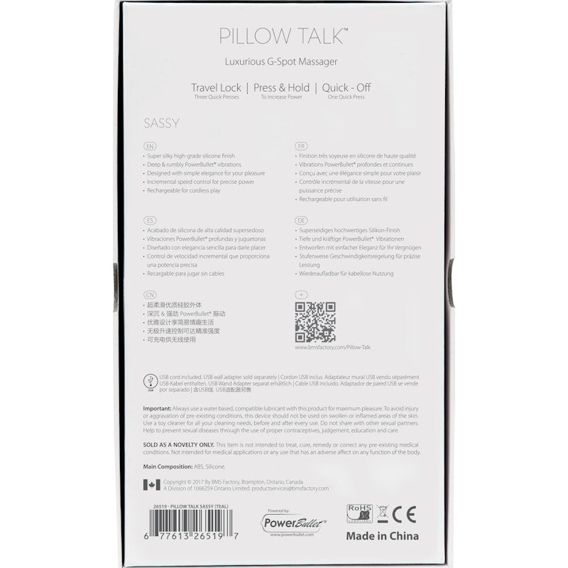 Pillow Talk Sassy Teal - Naughty by Nature Adult Store