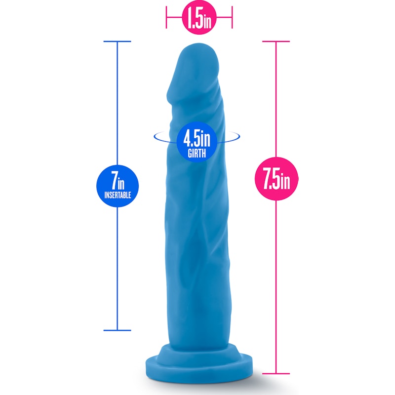 Neo Dual Density Cock 7.5in Neon Blue - Naughty by Nature Adult Store