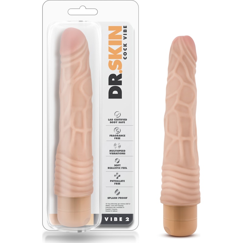 Dr Skin Cock Vibe 2 9in Vibrating Cock Beige - Naughty by Nature Adult Store