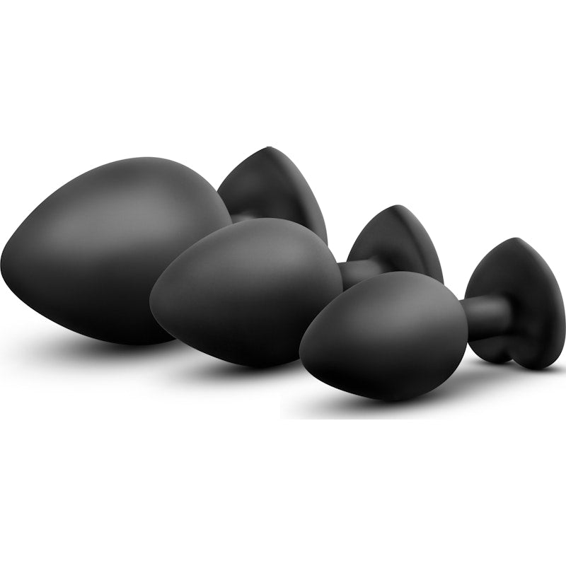 Luxe Bling Plugs Training Kit Black With Clear Gems - Naughty by Nature Adult Store