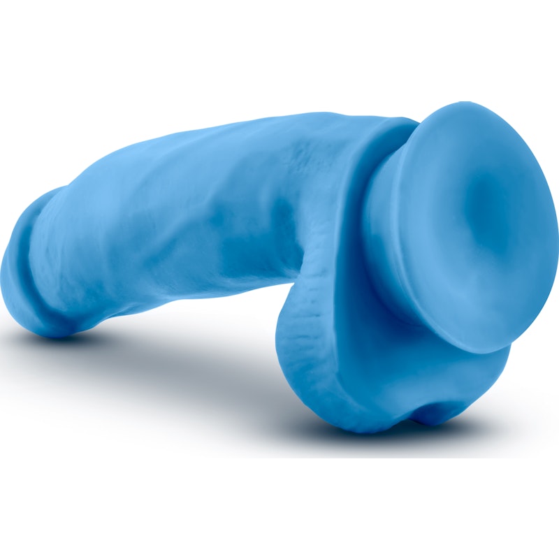 Neo Elite 7in Silicone Dual Density Cock with Balls Neon Blue - Naughty by Nature Adult Store