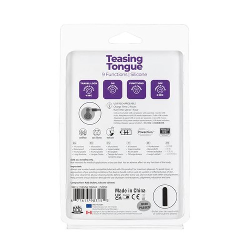 Power Bullet Teasing Tongue w Rechargeable Bullet Purple