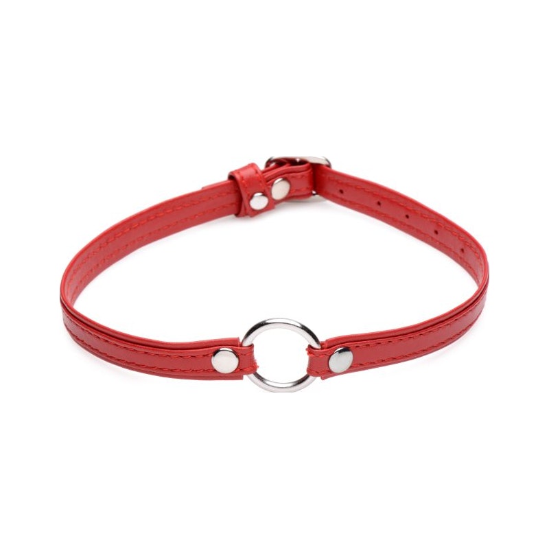 Fiery Pet Leather Choker w Silver Ring Red - Naughty by Nature Adult Store