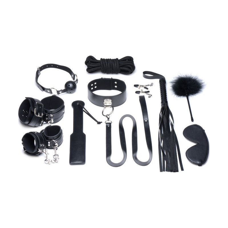 Deluxe 10 Pc Bondage Set Black - Naughty by Nature Adult Store