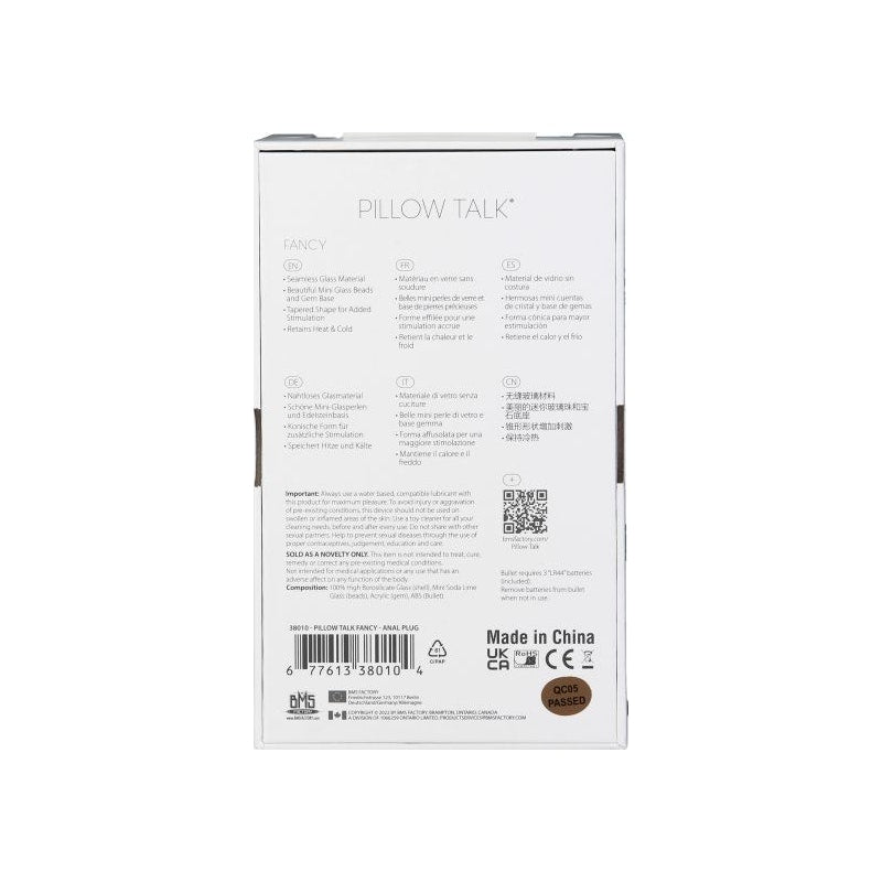 Pillow Talk Fancy Luxurious Glass Anal Plug w Clear Gem - Naughty by Nature Adult Store