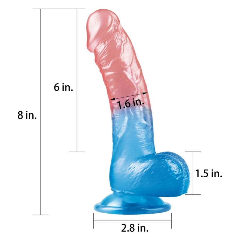 Dazzle Studs Dildo 8in Pink/Blue - Naughty by Nature Adult Store