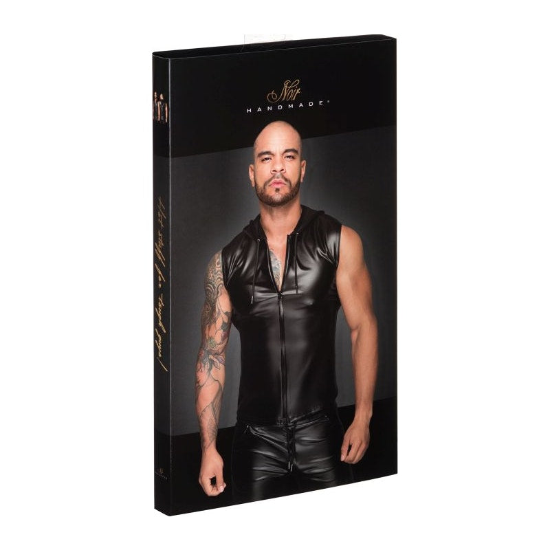 Powerwetlook Sleeveless Hooded Shirt w 2 Way Zipper - Naughty by Nature Adult Store