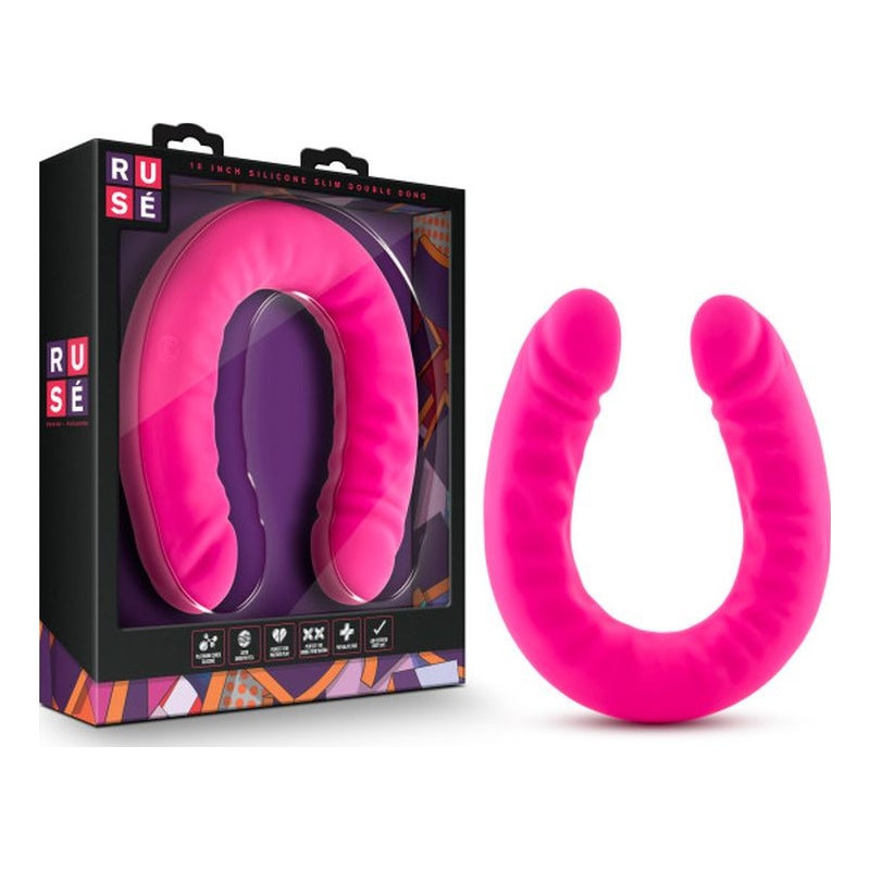 Ruse Silicone Slim 18in Hot Pink Double Dong - Naughty by Nature Adult Store