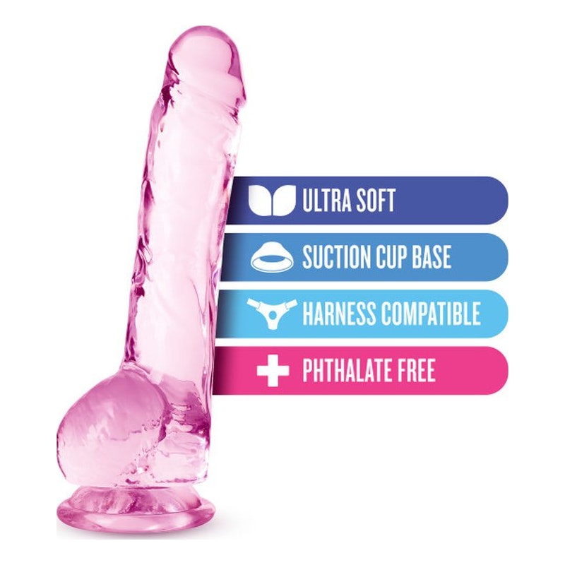 Naturally Yours 8" Crystaline Dildo Rose - Naughty by Nature Adult Store