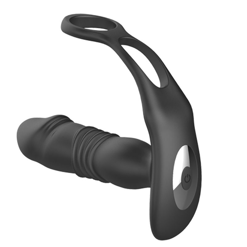 Thrusting Silicone Butt Plug with Cockring and Remote