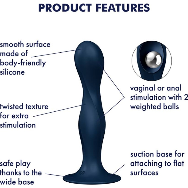 Satisfyer Double Ball-R Dildo Blue - Naughty by Nature Adult Store