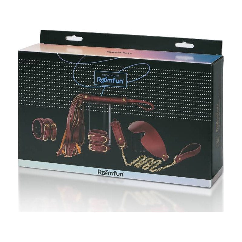 8 Pc Deluxe Bondage Play Kit Burgundy Gold - Naughty by Nature Adult Store