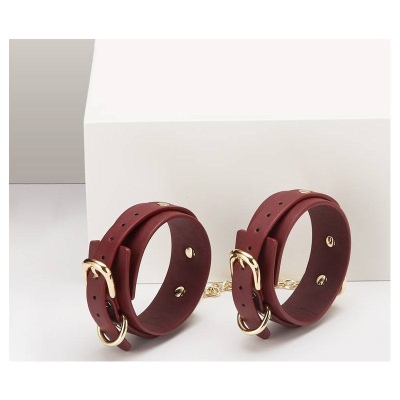 8 Pc Deluxe Bondage Play Kit Burgundy Gold - Naughty by Nature Adult Store