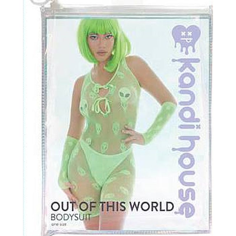 Out of This World Green Bodysuit Set with Alien Pasties - Naughty by Nature Adult Store