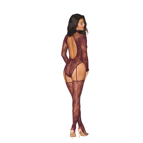 Dreamgirl Teddy Body Stocking Burgundy - Naughty by Nature Adult Store