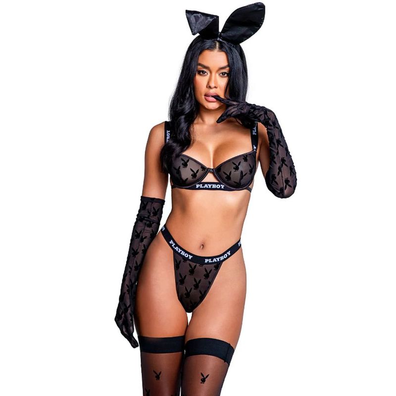 Playboy Noir Lingerie 2 Pc Set Black - Naughty by Nature Adult Store