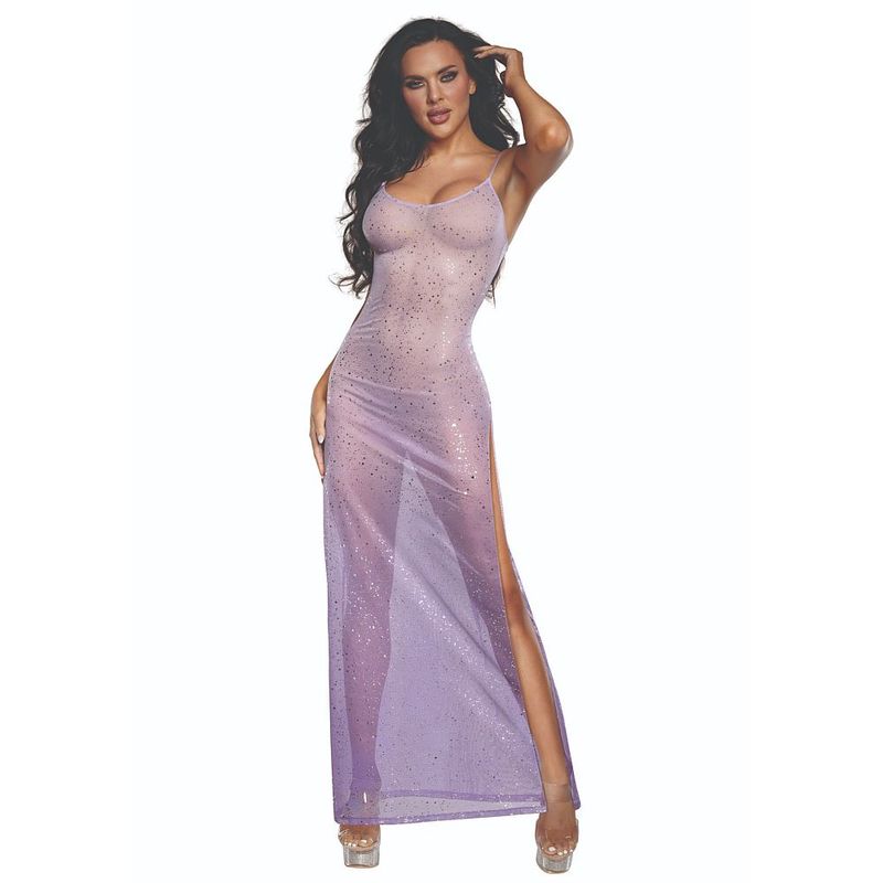 DreamGirl Ombre Glitter Mesh Gown Lilac - Lingerie - Naughty by Nature Adult Store
