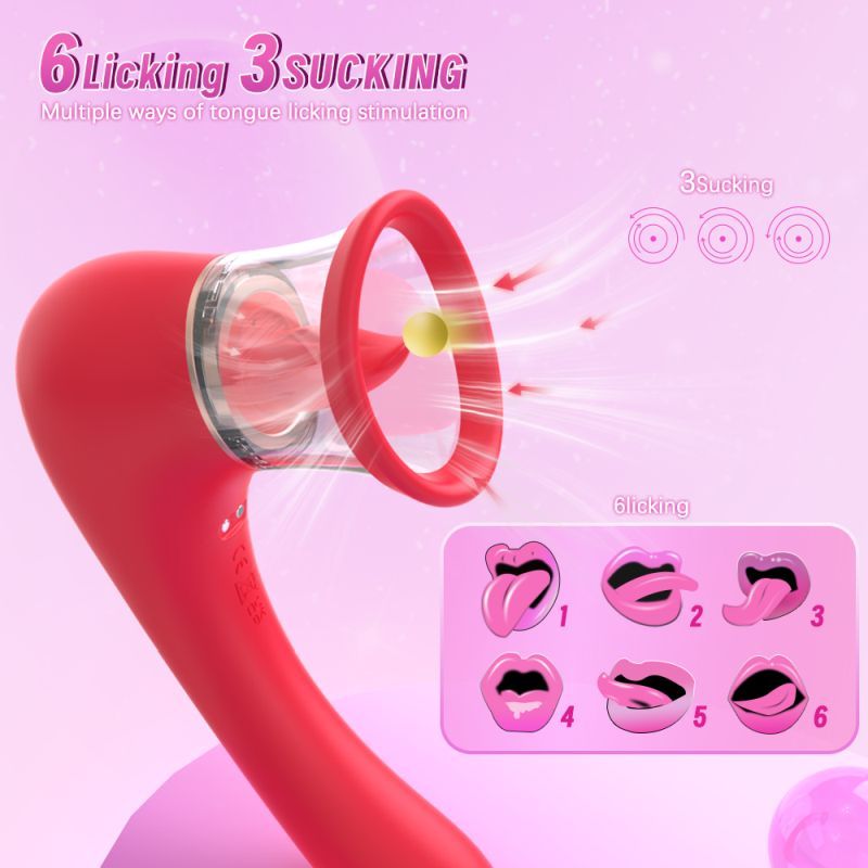 3 - in - 1 Sucking Licking Vibrating Vaginal Stimulator - Adult Toys