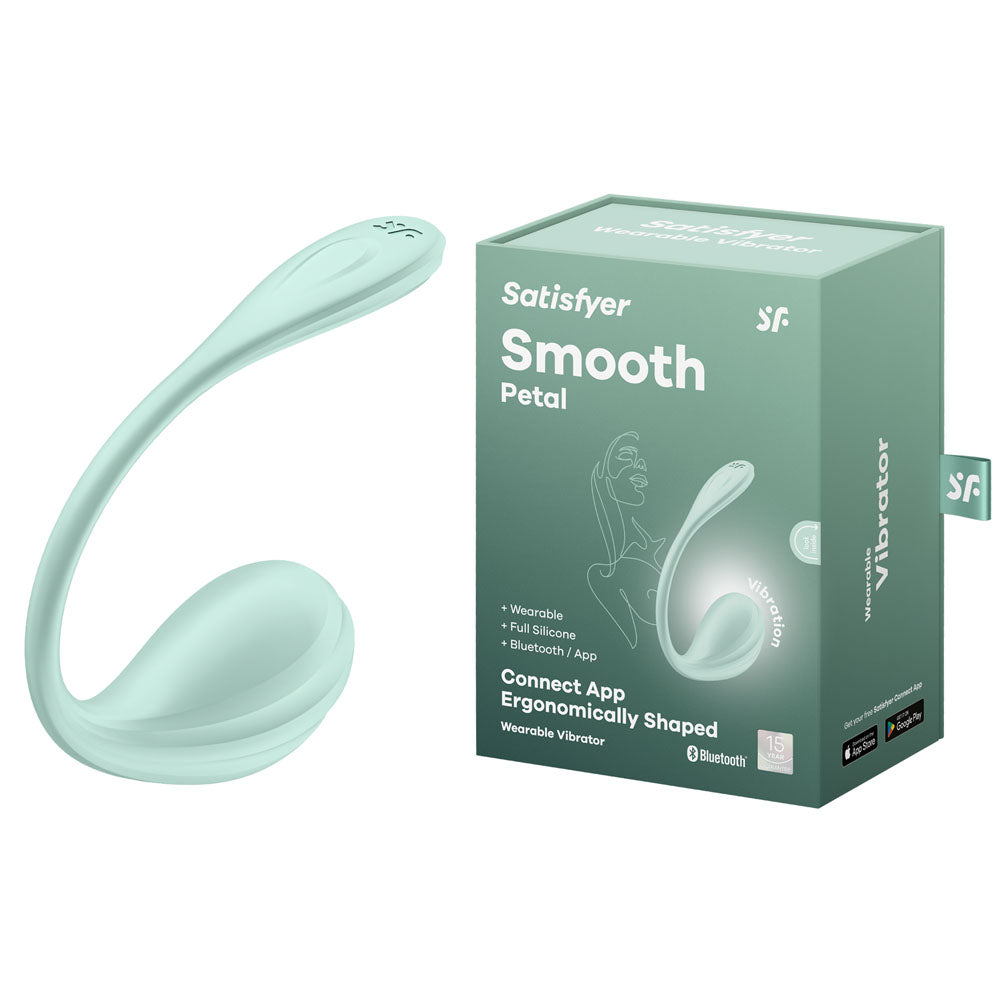 Satisfyer Smooth Petal - Mint - Mint USB Rechargeable Wearable Stimulator with App Control - Naughty by Nature Adult Store