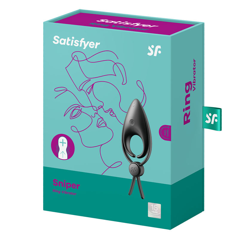 Satisfyer Sniper - Black Vibrating Adjustable Lasso Cock Ring - Naughty by Nature Adult Store