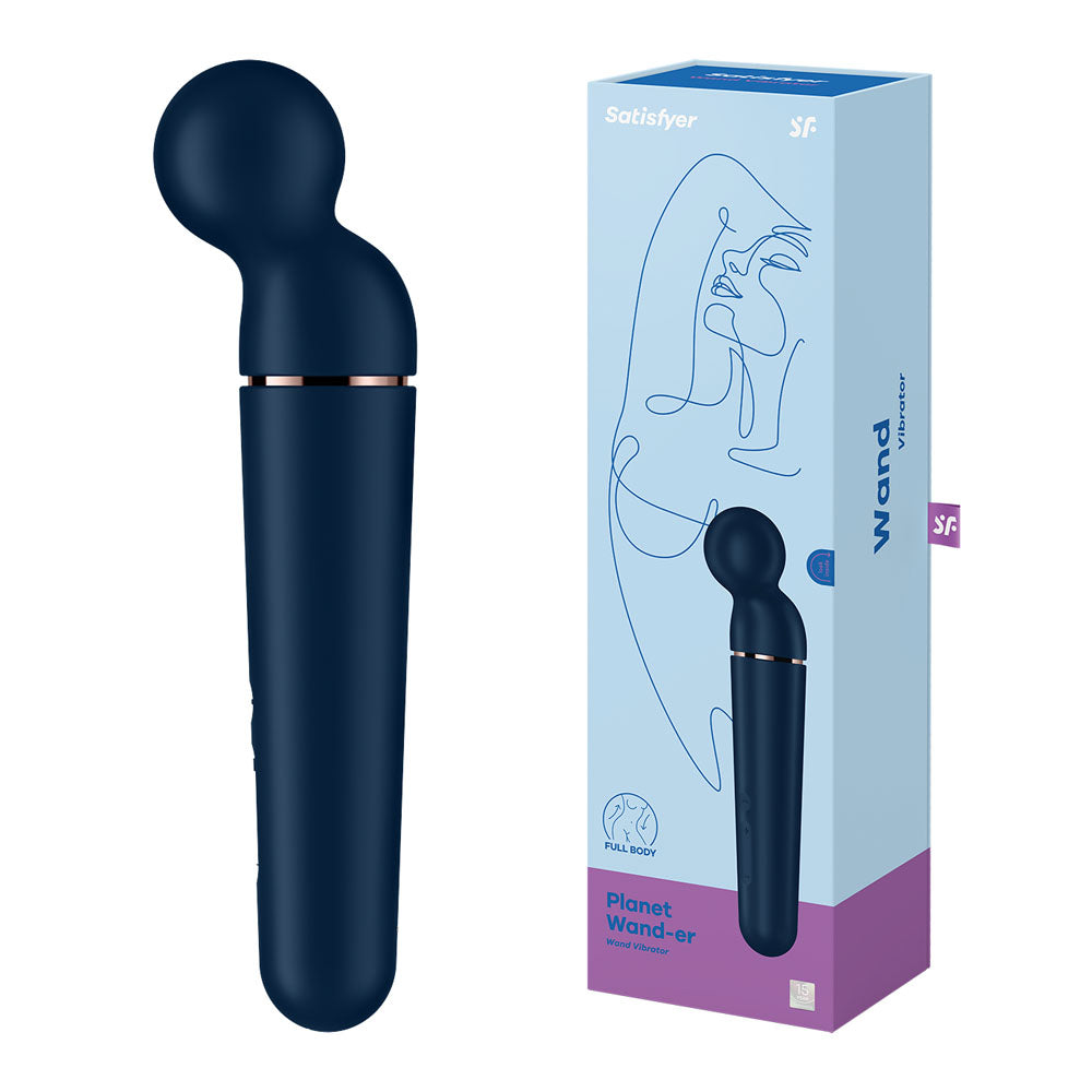 Satisfyer Planet Wand-er - Blue - Blue/Rose Gold USB Rechargeable Massager Wand - Naughty by Nature Adult Store