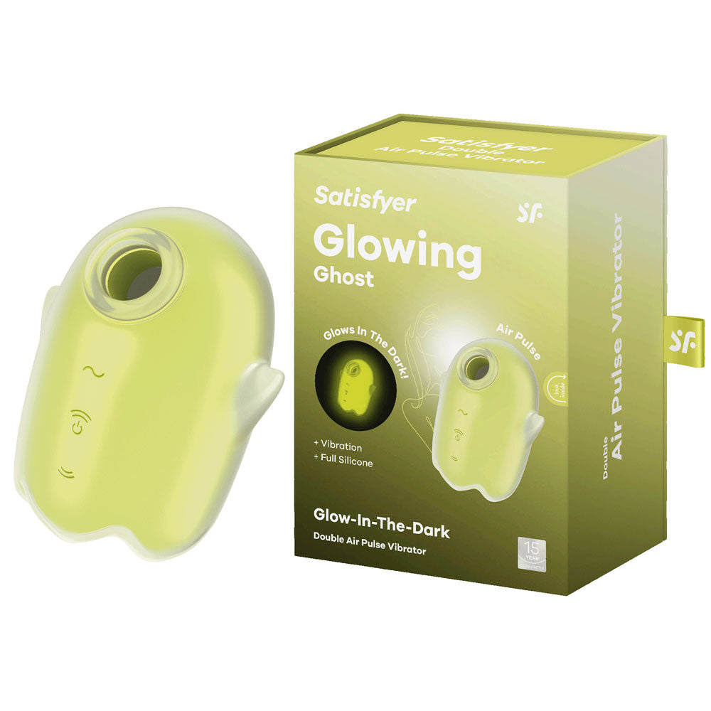 Satisfyer Glowing Ghost - Yellow - Glow in Dark Yellow USB Rechargeable Air Pulse Stimulator - Naughty by Nature Adult Store