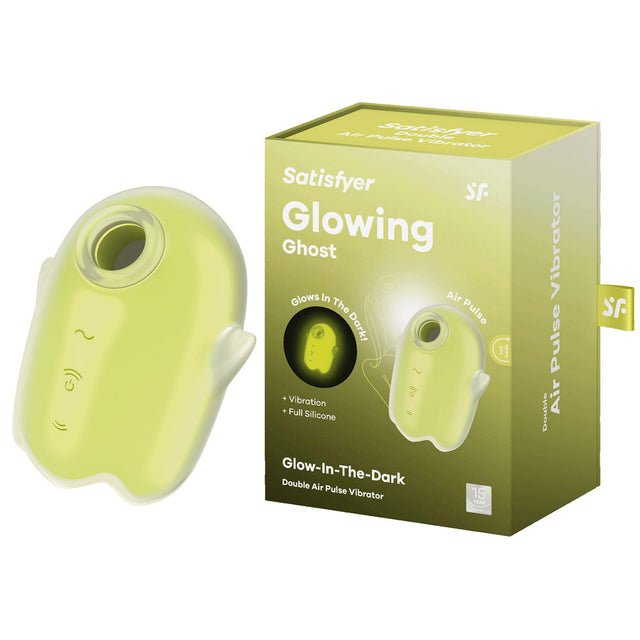 Satisfyer Glowing Ghost - Yellow - Glow in Dark Yellow USB Rechargeable Air Pulse Stimulator - Naughty by Nature Adult Store