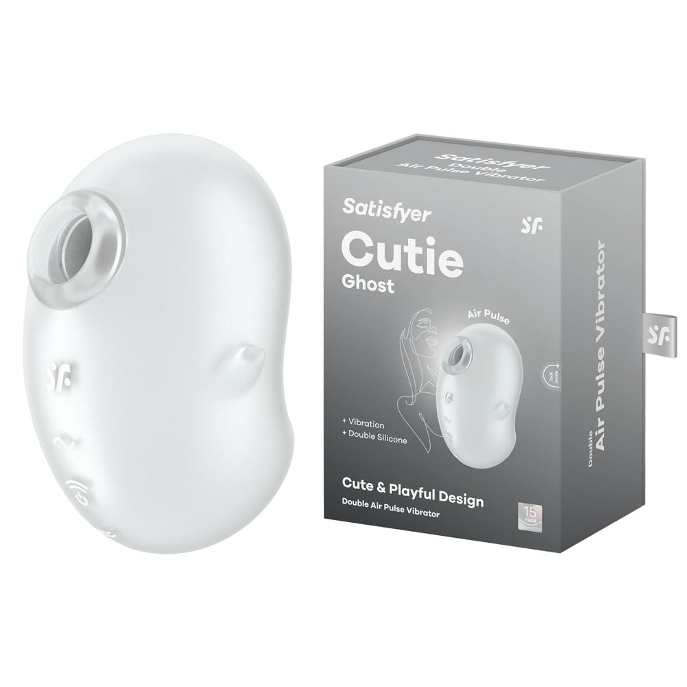 Satisfyer Cutie Ghost - White - White USB Rechargeable Air Pulse Stimulator - Naughty by Nature Adult Store