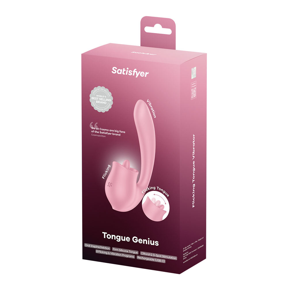 Satisfyer Tongue Genius - Pink Vibrator with Flicking Clit Stimulator