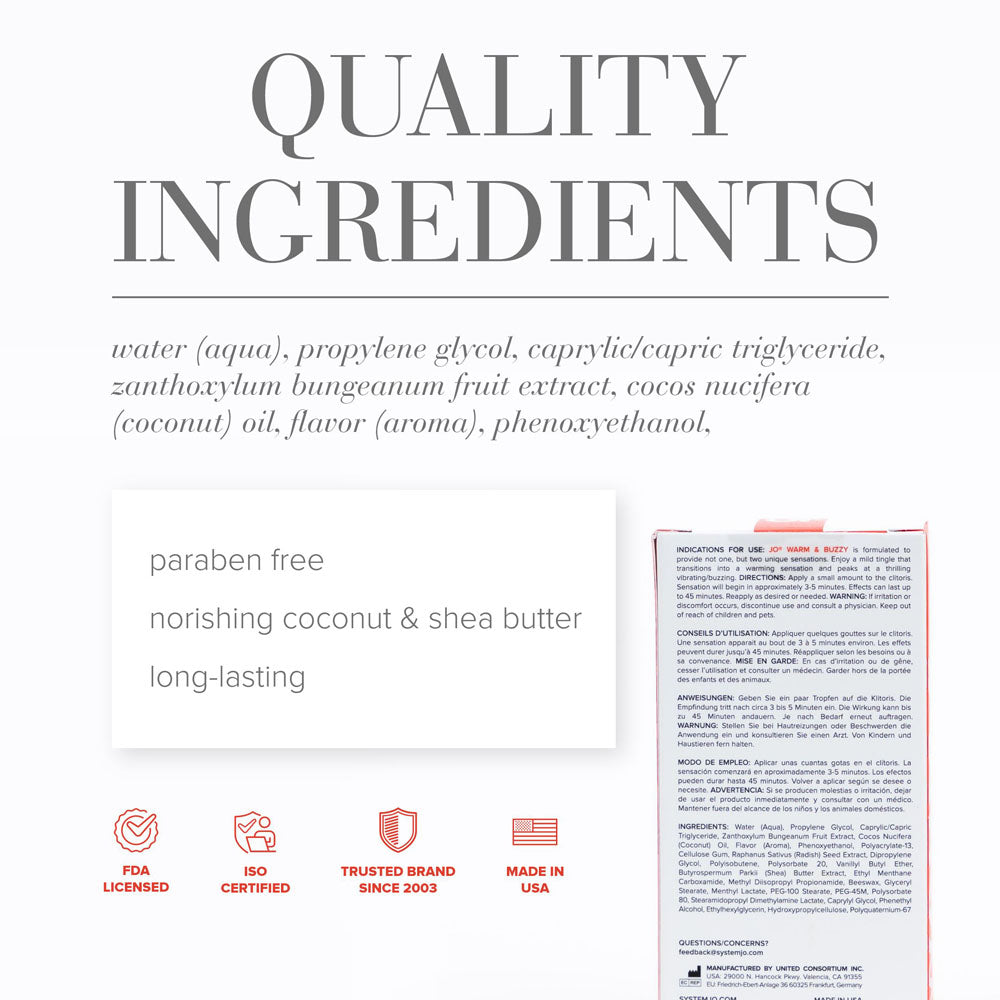 JO Warm Buzzy Clitoral Stimulant 10 Ml Warming Gel Tube