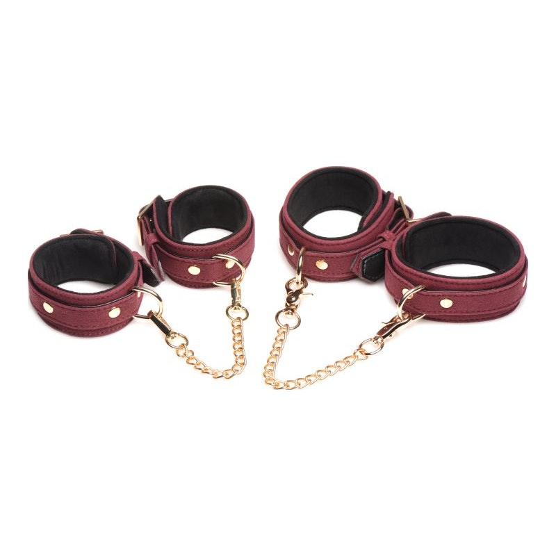 6 Pc Velvet Bondage Set Burgundy - Adult Toys