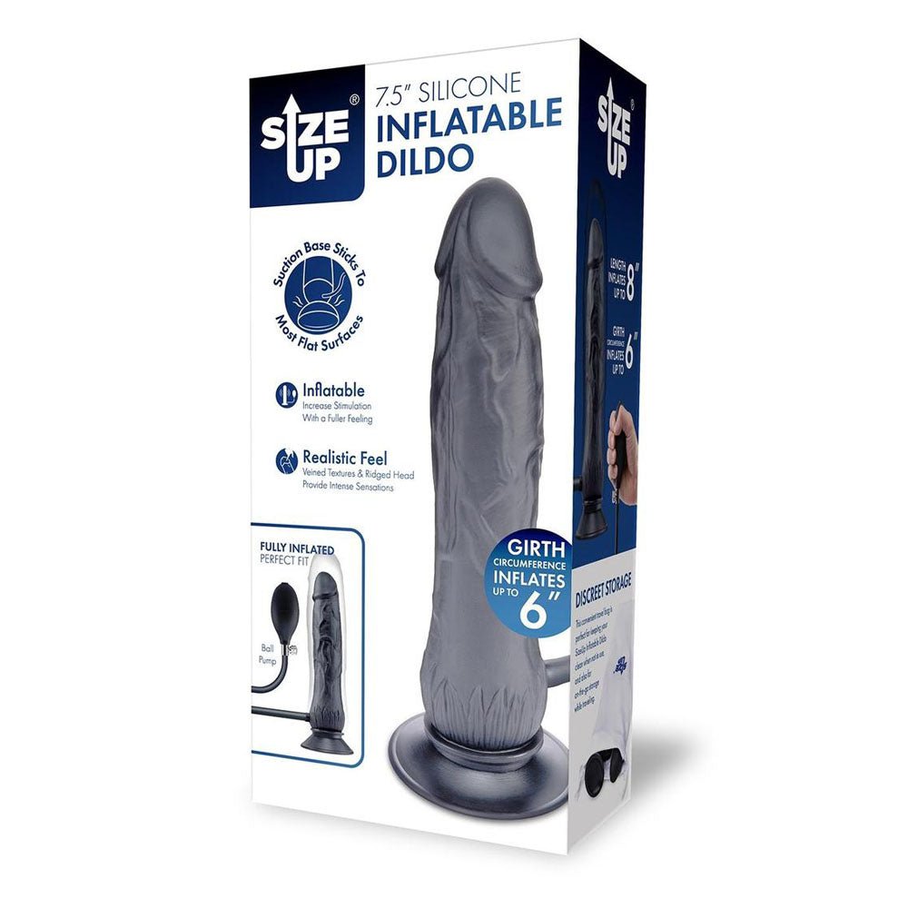 7.5 Inch Inflatable Dildo With Balls Black 20.3 Cm Inflatable Dong - DONGS