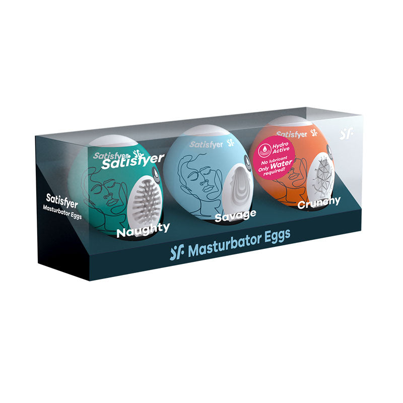 Satisfyer Masturbator Eggs - Mixed 3 Pack #2 - Set of 3 Stroker Sleeves - Naughty by Nature Adult Store