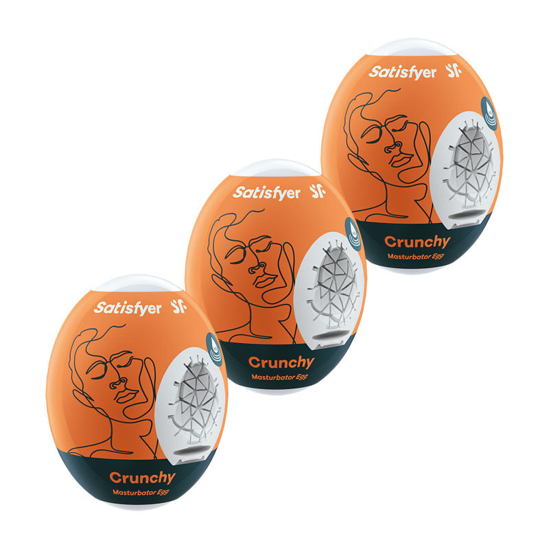 Satisfyer Masturbator Eggs - Crunchy 3 Pack - Set of 3 Stroker Sleeves - Naughty by Nature Adult Store