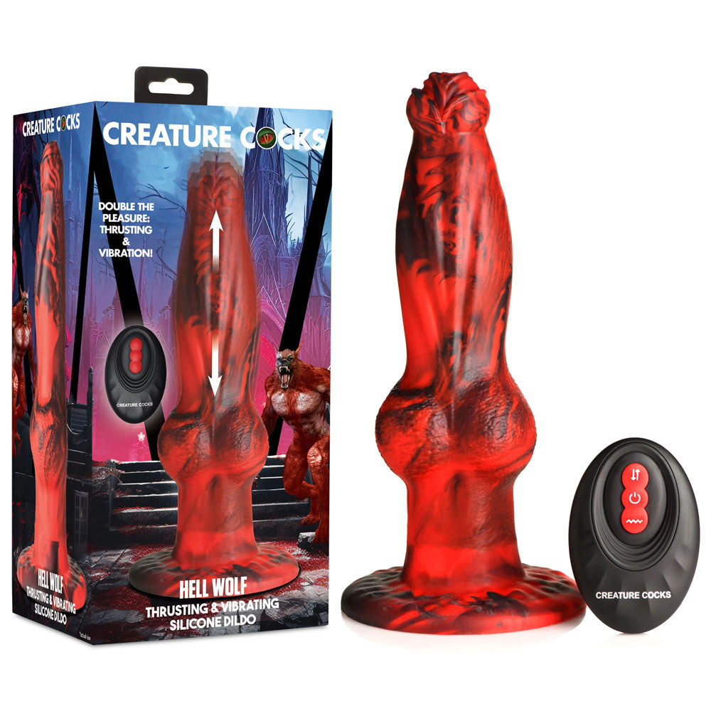 Creature Cocks Hell Wolf - Red 22 cm USB Rechargeable Thrusting Fantasy Dildo - Naughty by Nature Adult Store