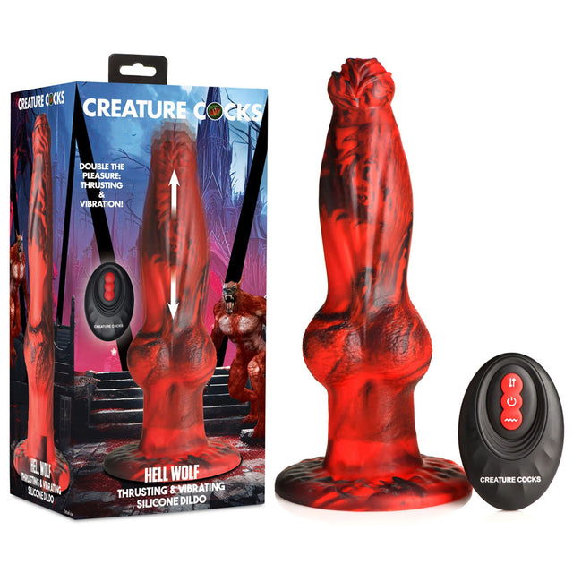 Creature Cocks Hell Wolf - Red 22 cm USB Rechargeable Thrusting Fantasy Dildo - Naughty by Nature Adult Store