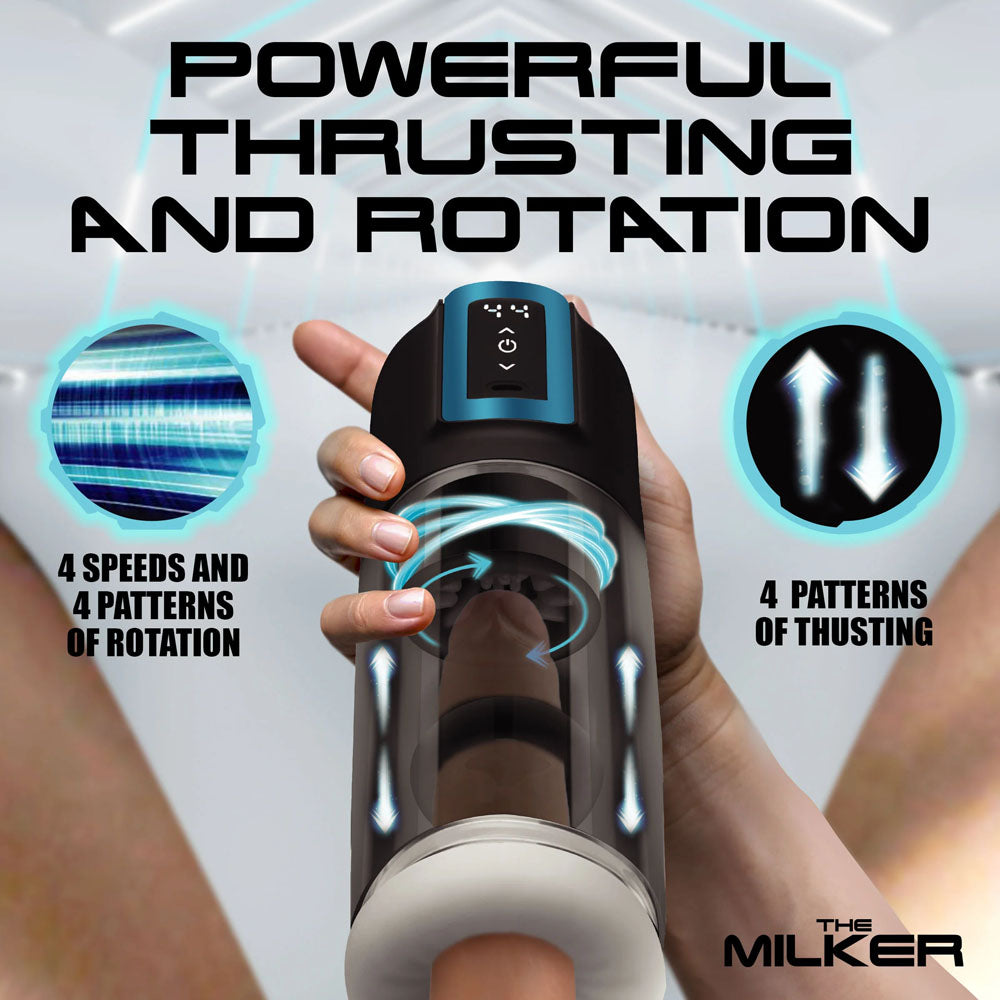LoveBotz The Milker Roto-Stroke - USB Rechargeable Thrusting & Rotating Male Masturbator - Naughty by Nature Adult Store