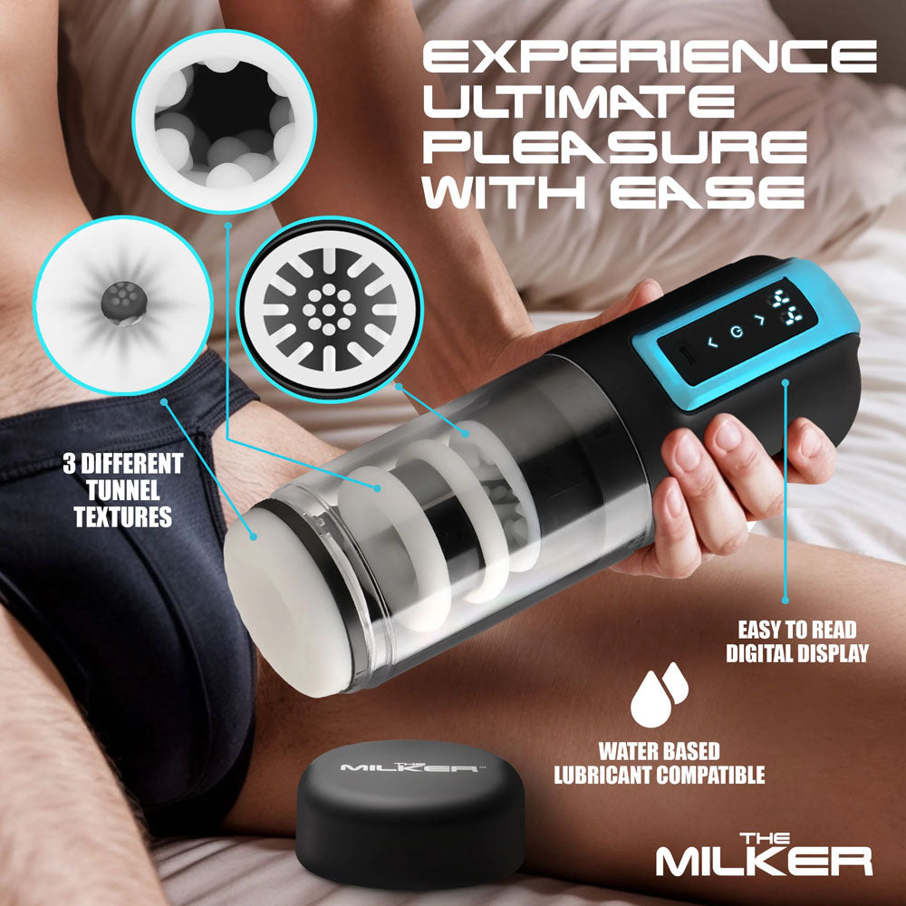 LoveBotz The Milker Roto-Stroke - USB Rechargeable Thrusting & Rotating Male Masturbator - Naughty by Nature Adult Store