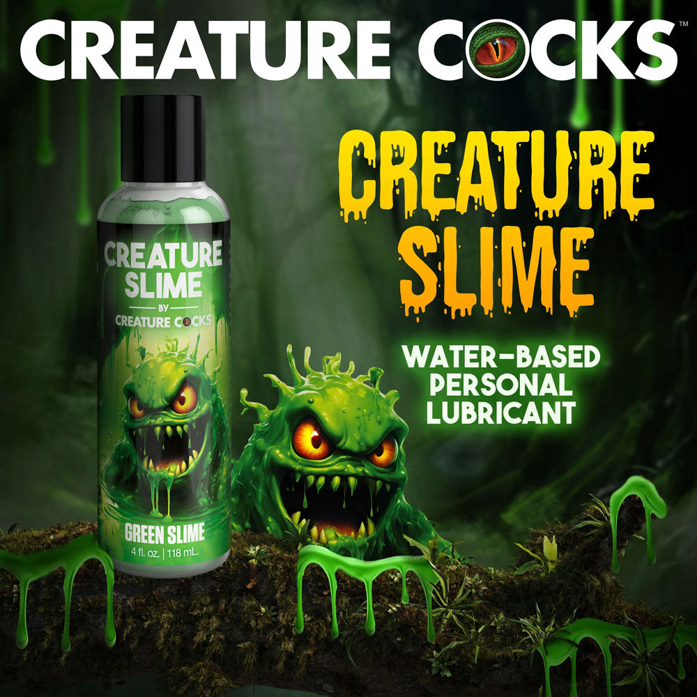 Creature Slime by Creature Cocks - Green Slime - Green Water Based Lubricant - 118 ml Bottle - Naughty by Nature Adult Store