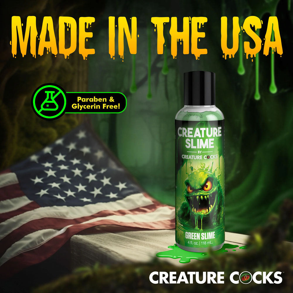 Creature Slime by Creature Cocks - Green Slime - Green Water Based Lubricant - 118 ml Bottle - Naughty by Nature Adult Store