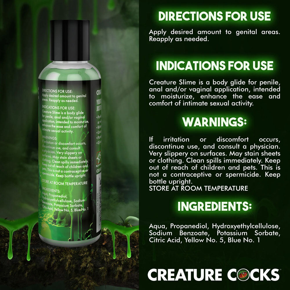 Creature Slime by Creature Cocks - Green Slime - Green Water Based Lubricant - 118 ml Bottle - Naughty by Nature Adult Store