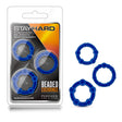 Stay Hard Beaded Cockrings - Blue Cock Rings - Set of  3 Sizes - Naughty by Nature Adult Store