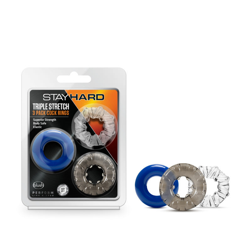 Stay Hard Triple Stretch - Coloured Cock Rings - Set of 3 - Naughty by Nature Adult Store