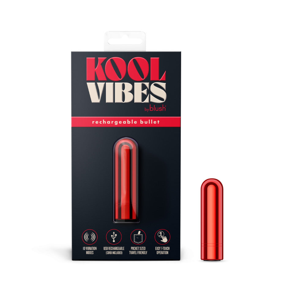 Kool Vibes - Rechargeable Mini Bullet - Cherry - Red 6.4 cm USB Rechargeable Bullet - Naughty by Nature Adult Store