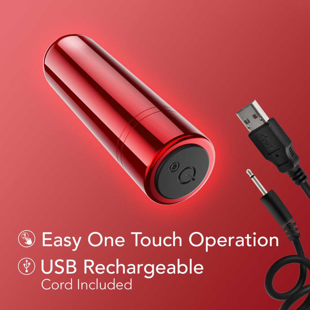 Kool Vibes - Rechargeable Mini Bullet - Cherry - Red 6.4 cm USB Rechargeable Bullet - Naughty by Nature Adult Store