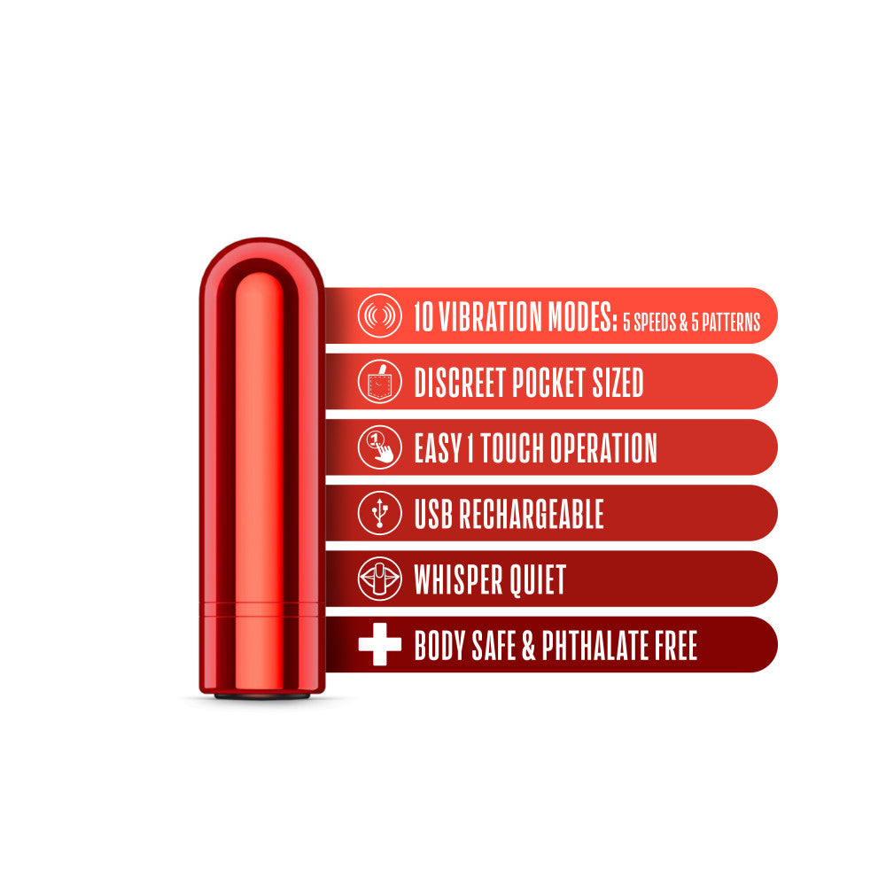 Kool Vibes - Rechargeable Mini Bullet - Cherry - Red 6.4 cm USB Rechargeable Bullet - Naughty by Nature Adult Store