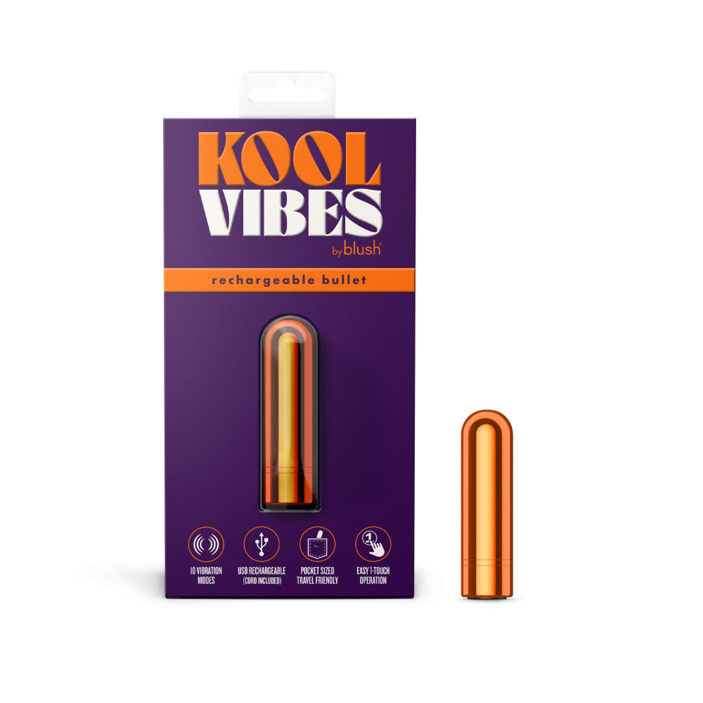 Kool Vibes - Rechargeable Mini Bullet - Tangerine - Orange 6.4 cm USB Rechargeable Bullet - Naughty by Nature Adult Store