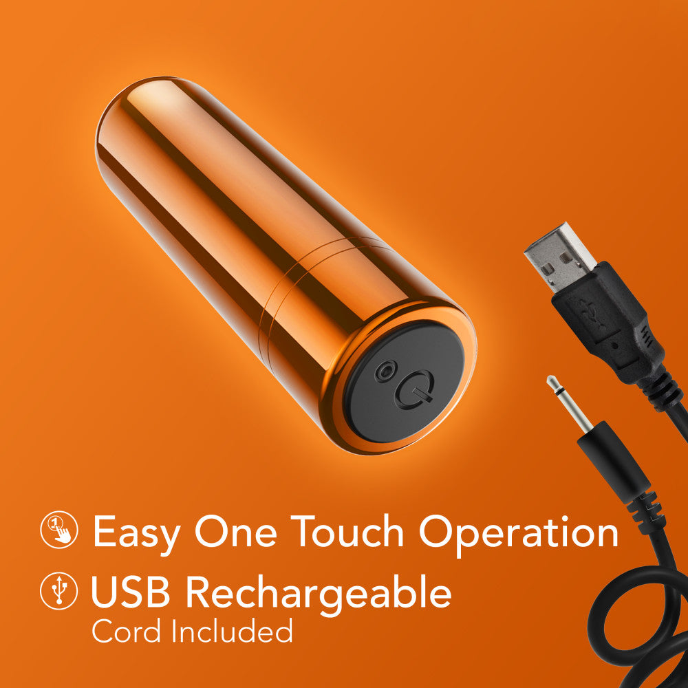 Kool Vibes - Rechargeable Mini Bullet - Tangerine - Orange 6.4 cm USB Rechargeable Bullet - Naughty by Nature Adult Store