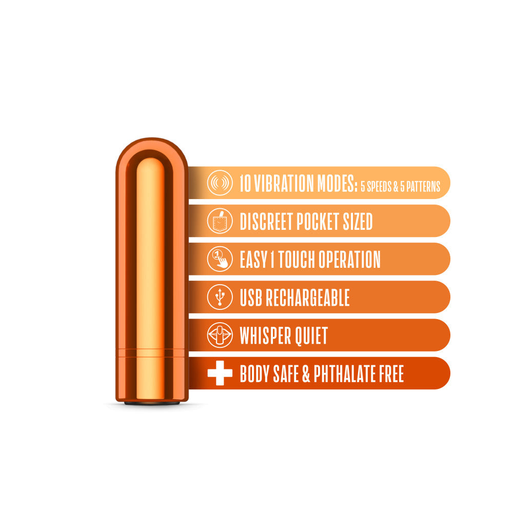 Kool Vibes - Rechargeable Mini Bullet - Tangerine - Orange 6.4 cm USB Rechargeable Bullet - Naughty by Nature Adult Store